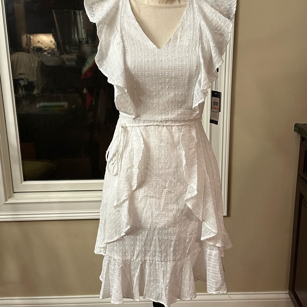 NWT Tommy Hilfiger White Ruffle Midi Dress